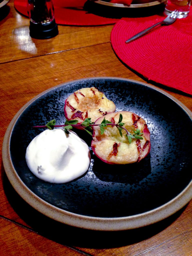 Grilled Peaches with Marjoram Infused Whipped Cream Shared Bounty Farm